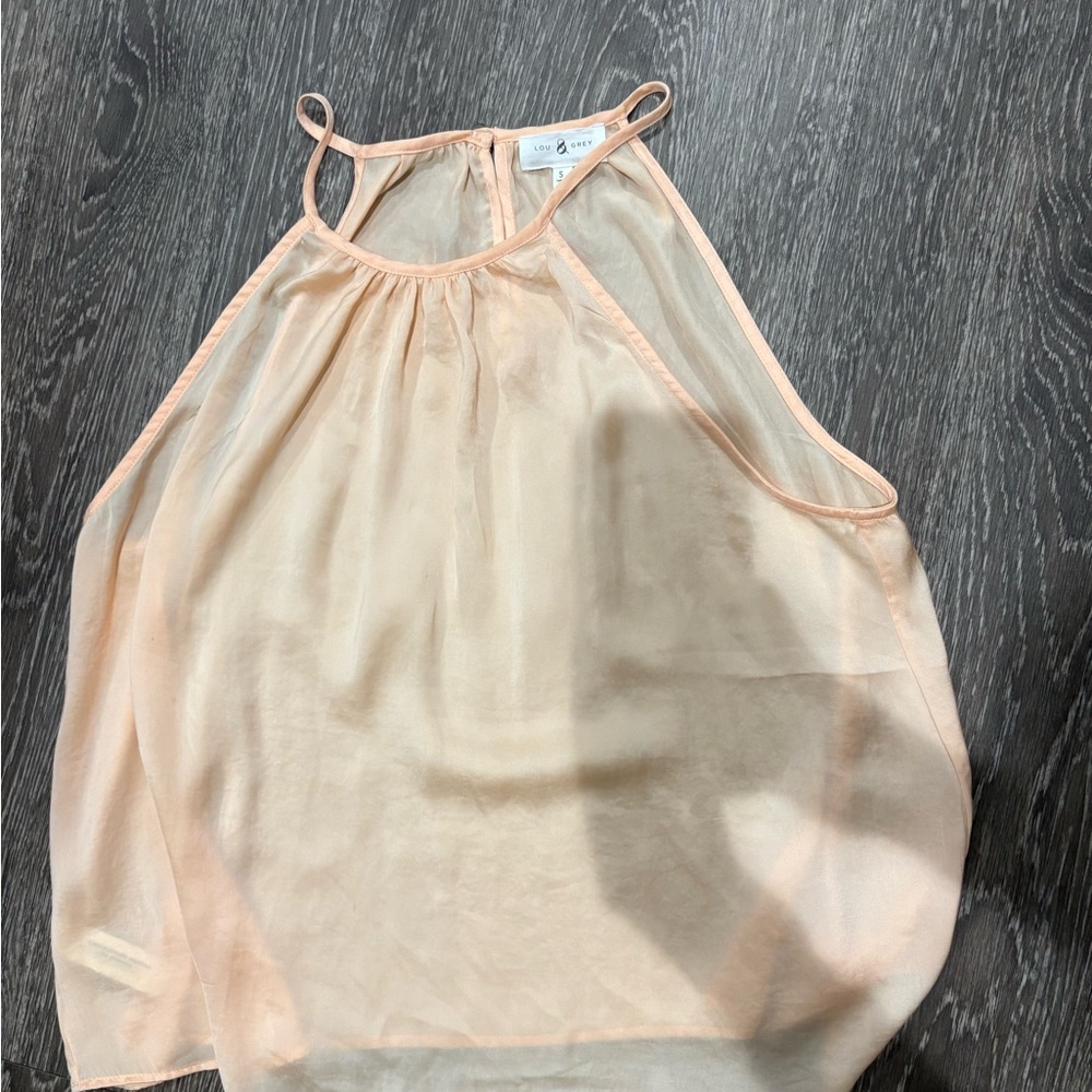 Lou & Grey Light Peach Sheer Blouse Size Small